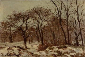  forest Art Painting - chestnut orchard in winter 1872 Camille Pissarro woods forest